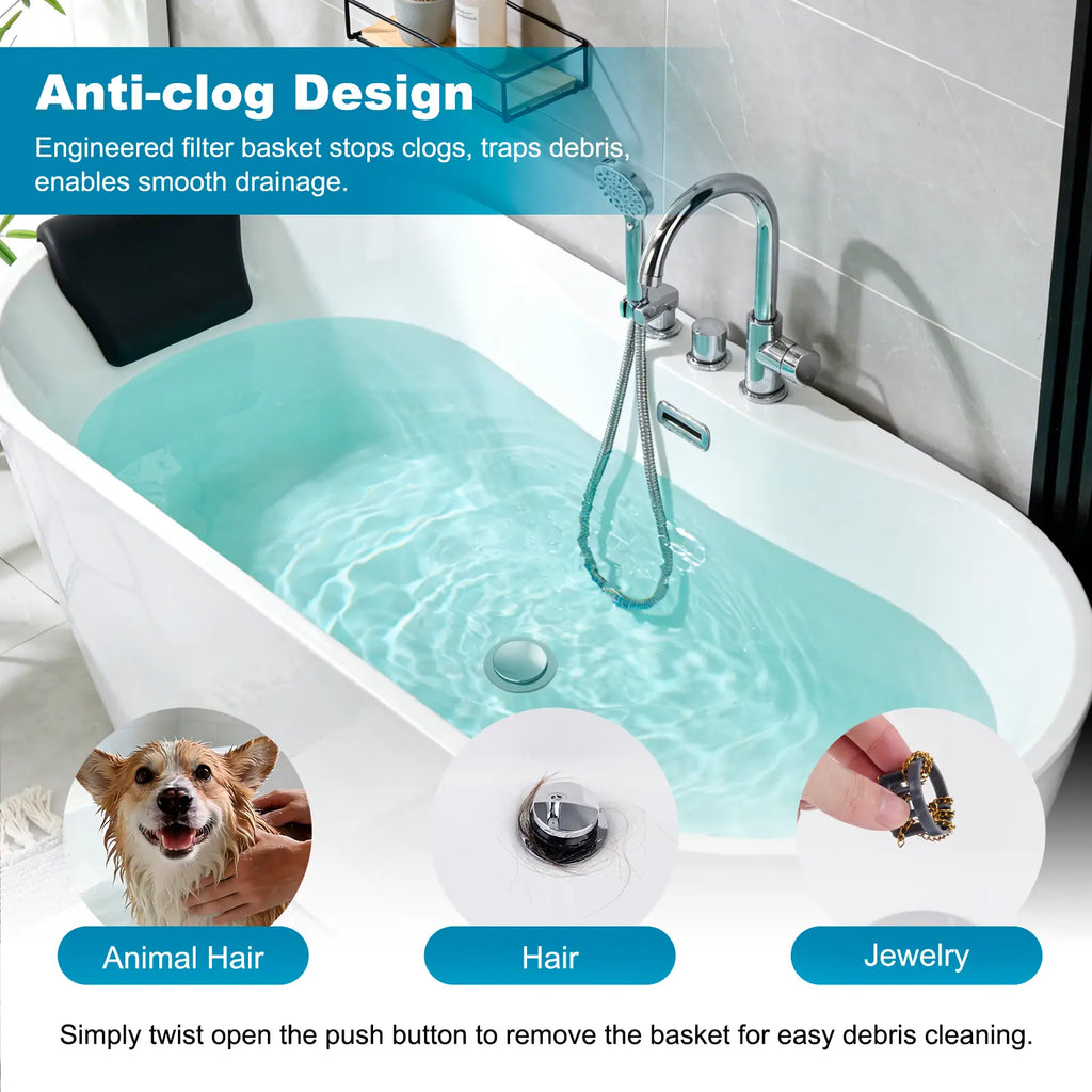 🛁✨ Hibbent Anti-Clog Bathtub Drain Stopper with Hair Catcher – Universal Bathroom Strainer Plug 🚿