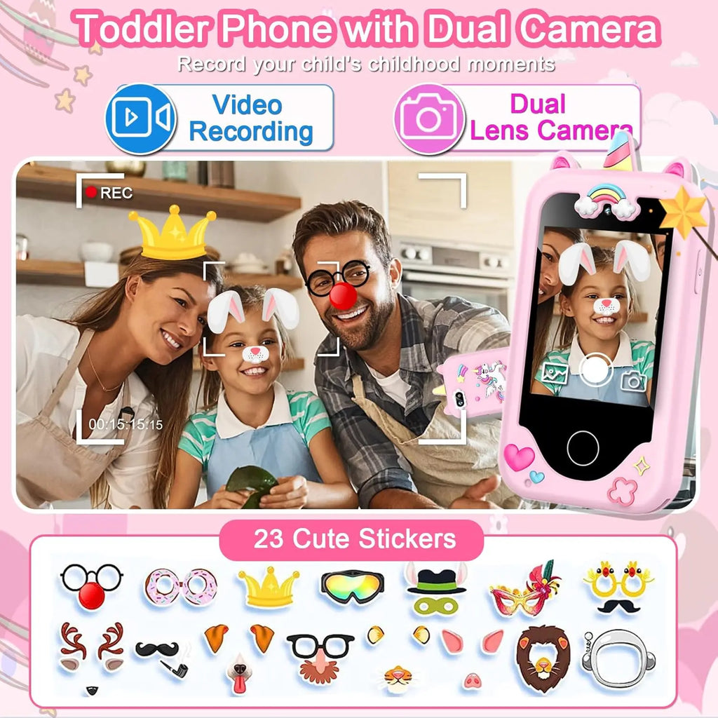 📱📸 Smartphones for children, featuring an HD touchscreen, dual cameras, and built-in MP3 player and games. 🎵🎮
