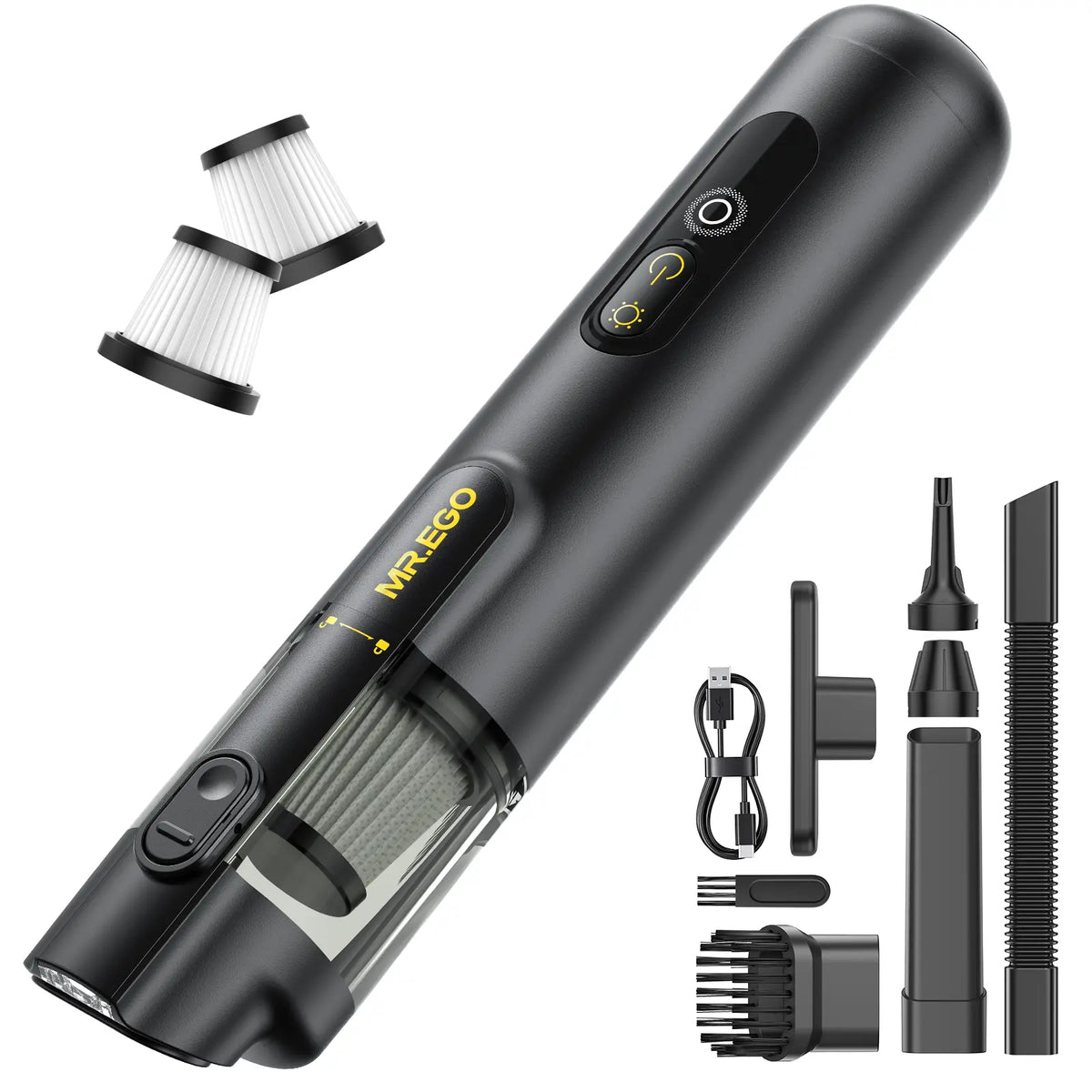 Cordless Portable Car Vacuum Cleaner – 15,000Pa Powerful Suction, 4-in-1 Mini Vacuum, Green LED Indicator