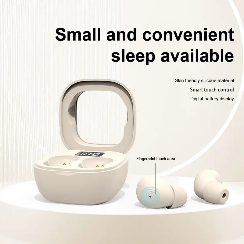 Ultra-small, invisible wireless in-ear headphones—lightweight silicone material (weighing only 0.08 oz), noise cancellation support, 25-hour battery life.