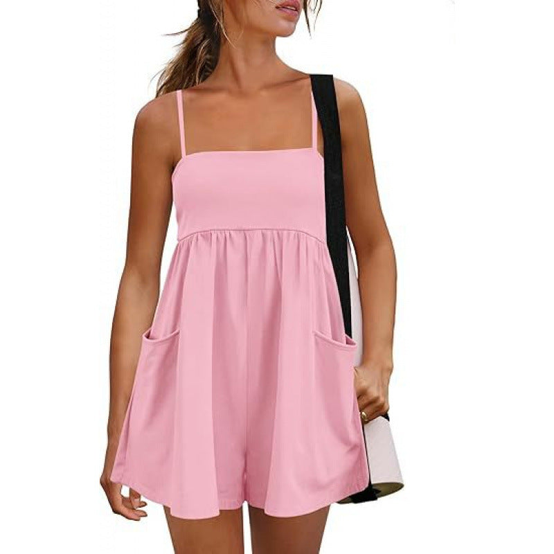 Cotton Strappy Pocket Romper