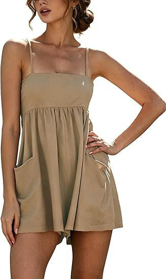 Cotton Strappy Pocket Romper