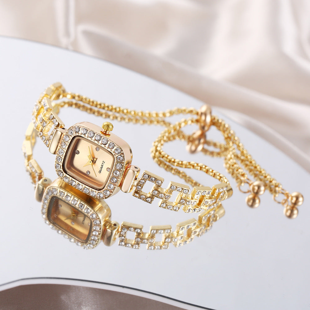 Women's Square Rhinestone Watch – Elegant Quartz Wristwatch with Adjustable Strap & Sparkling Crystal Accents