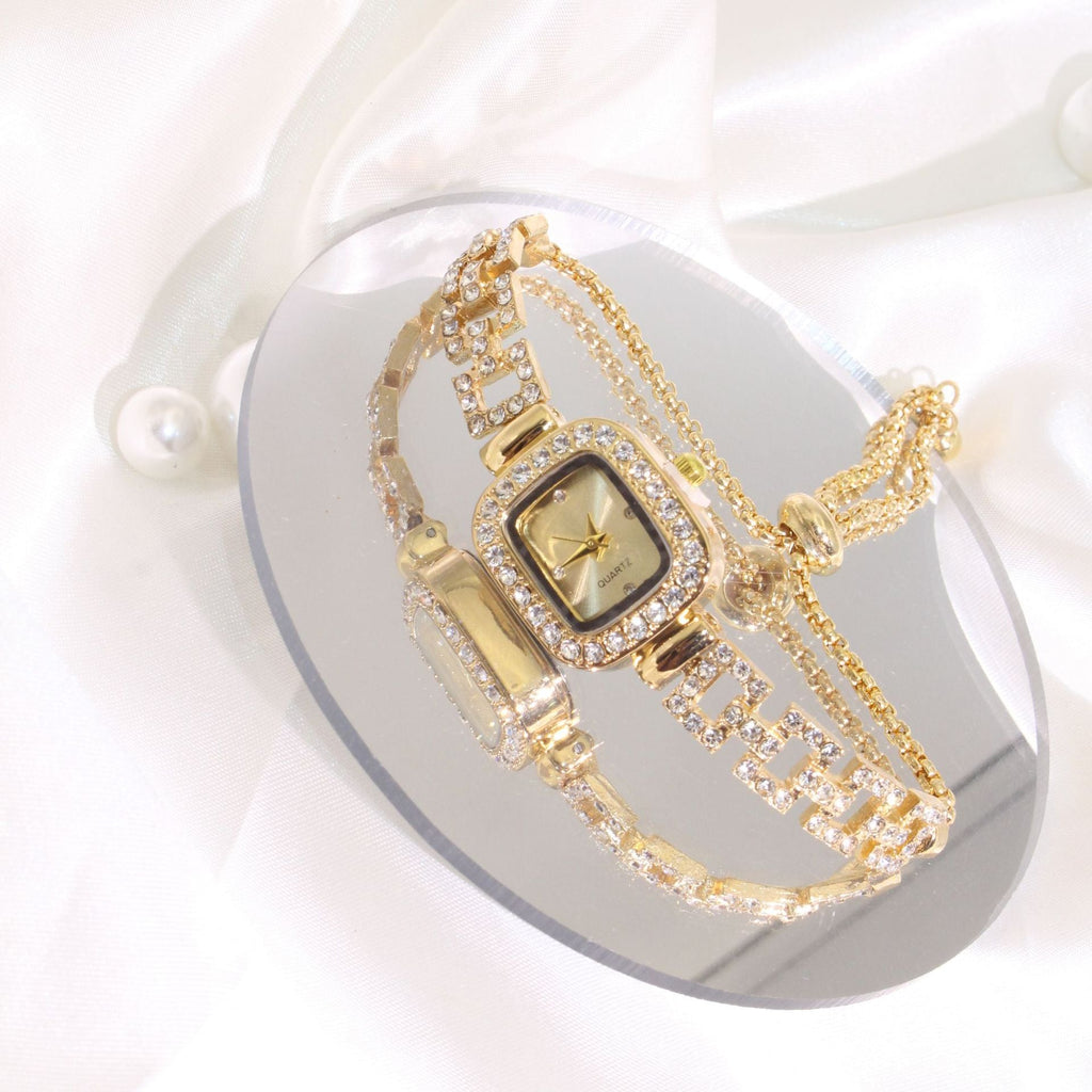 Women's Square Rhinestone Watch – Elegant Quartz Wristwatch with Adjustable Strap & Sparkling Crystal Accents
