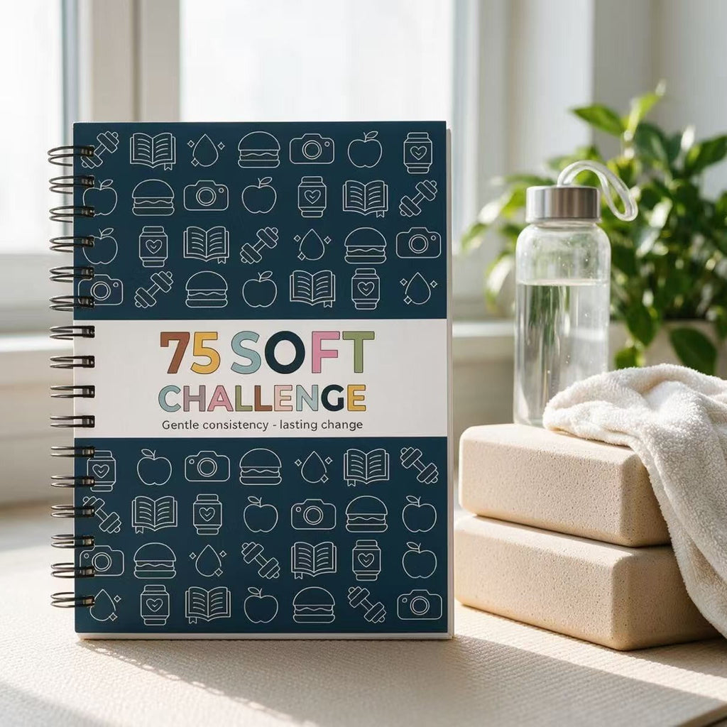 "75 Soft" Challenge Journal for Women: A5 Spiral-Bound 75-Day Habit Tracker—Features full-color daily logs, weekly reviews, and trackers for diet, hydration, exercise, and reading.