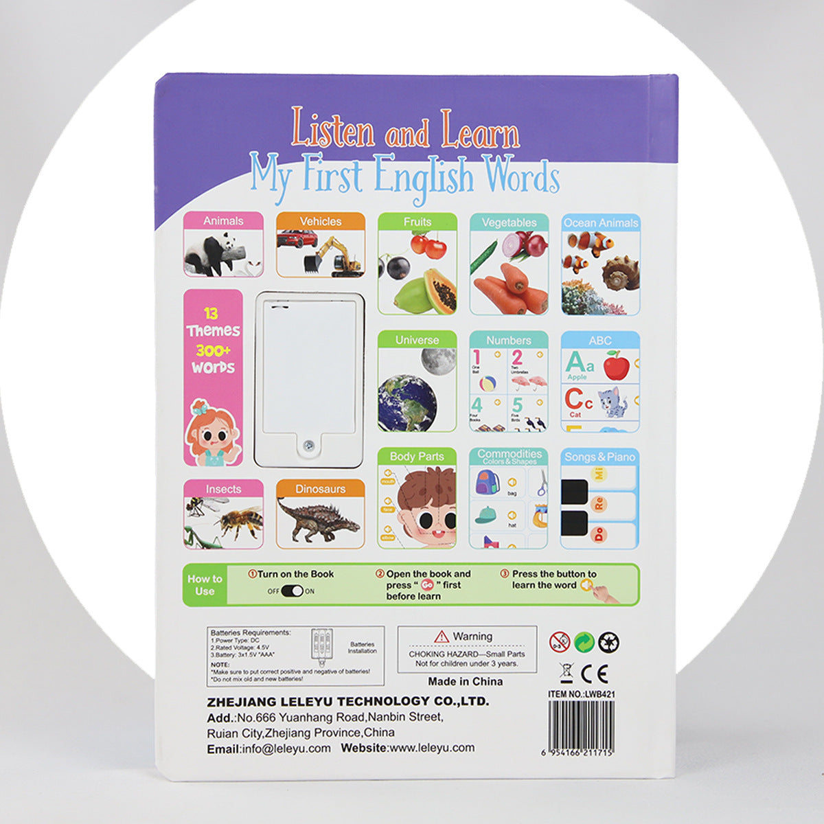 Kids Interactive Talking Learning Book – 300+ English Words & 13 Learning Themes for Toddlers Ages 1–6