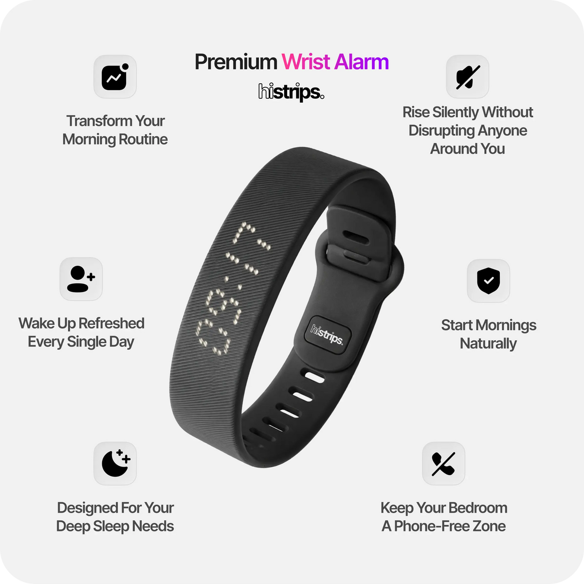 ⏰🤫 Silent Vibration Alarm Clock – Wrist-Worn Wake-Up Device for Heavy Sleepers 🔋