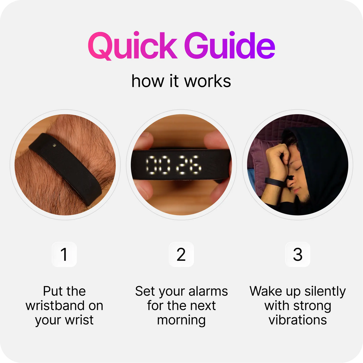 ⏰🤫 Silent Vibration Alarm Clock – Wrist-Worn Wake-Up Device for Heavy Sleepers 🔋