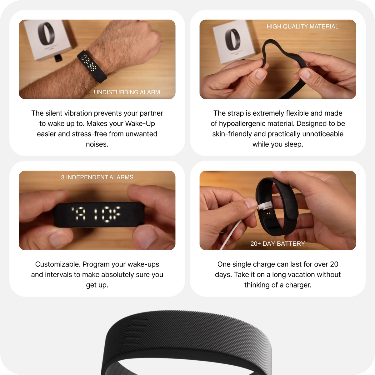 ⏰🤫 Silent Vibration Alarm Clock – Wrist-Worn Wake-Up Device for Heavy Sleepers 🔋