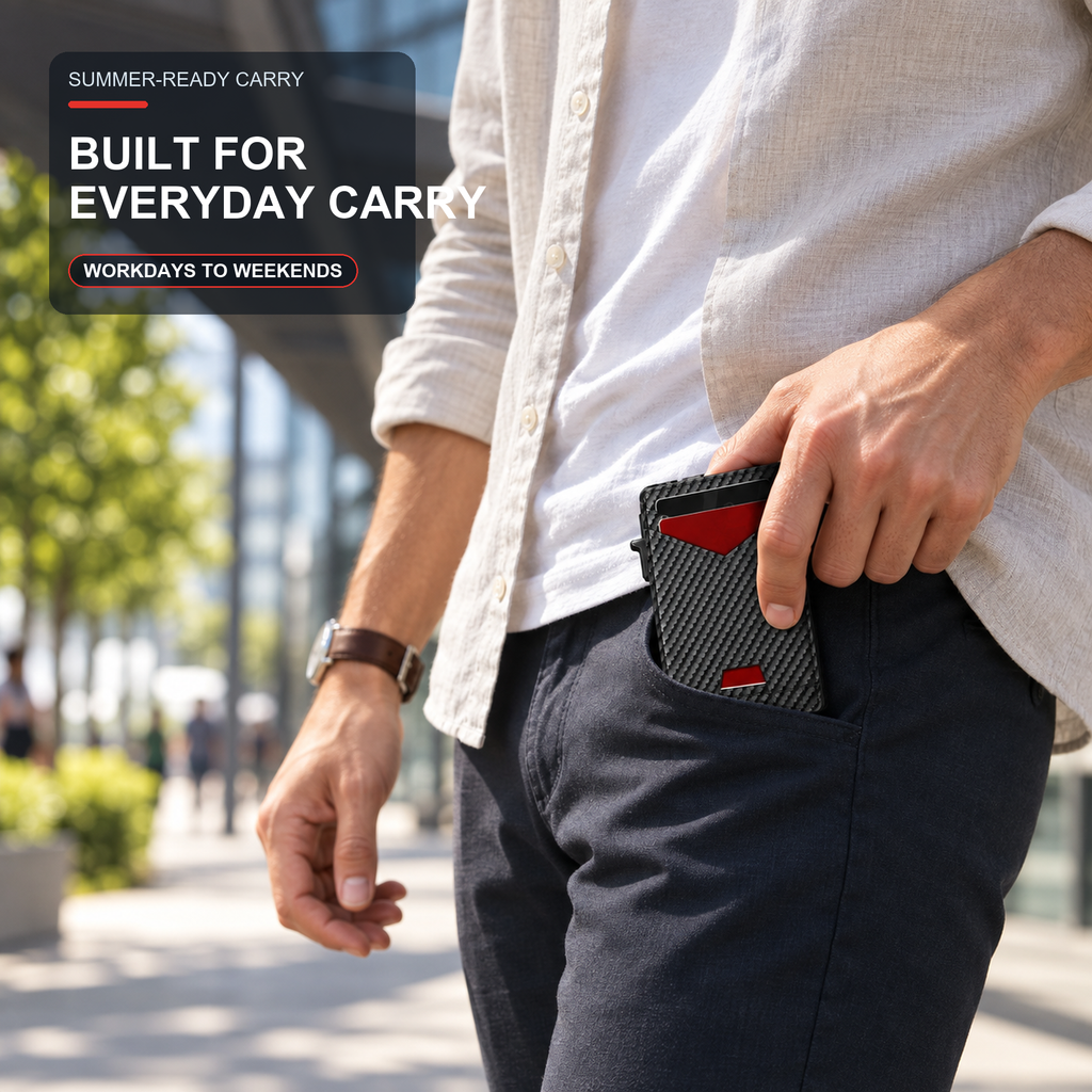 👔💳 Men's RFID Minimalist Bifold Wallet – Pop-Up Card Holder, Money Clip & Gift Box 🎁