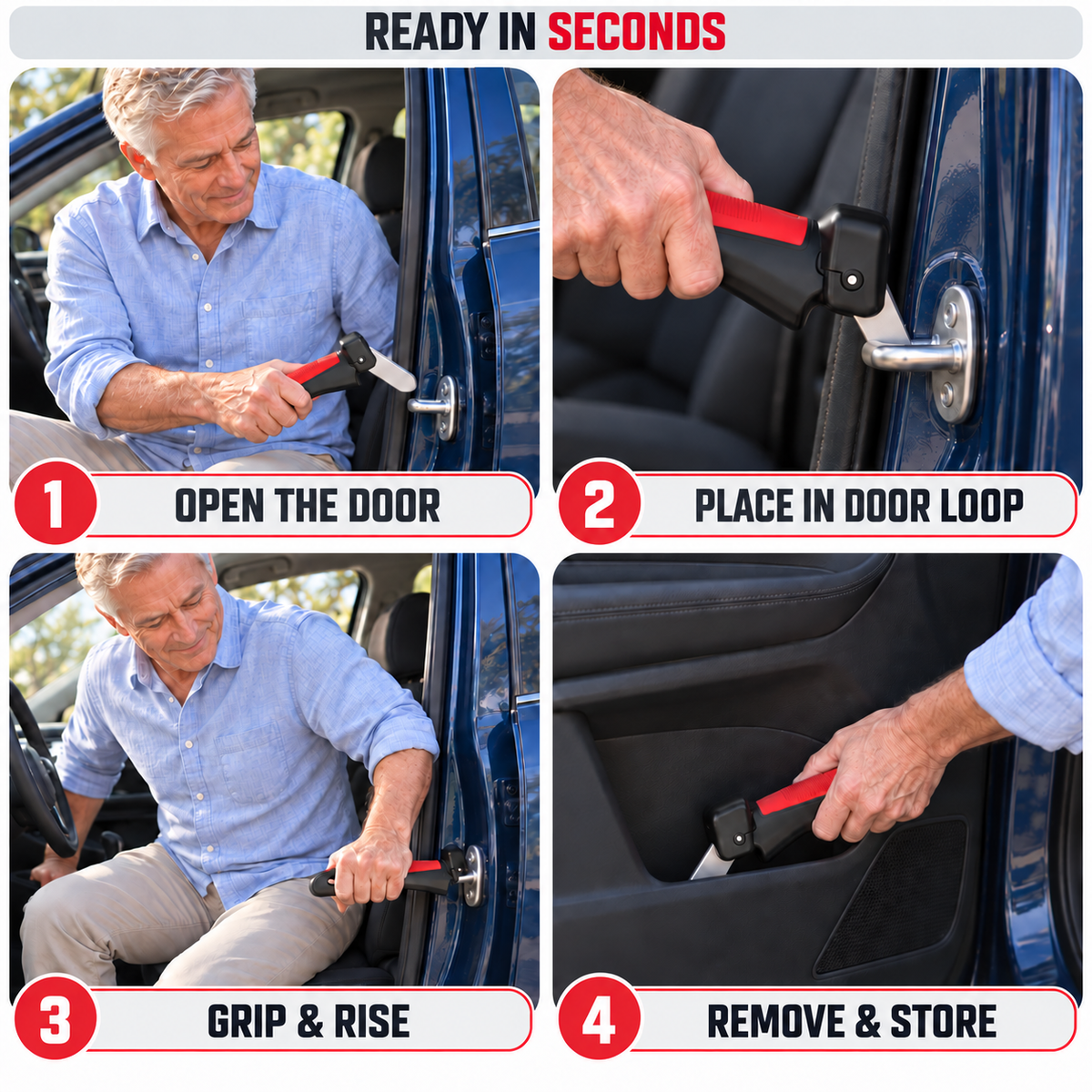 🚗🦯 All-in-One Car Cane Mobility Aid – Door Handle Assist with LED Light & Emergency Tool 🔦