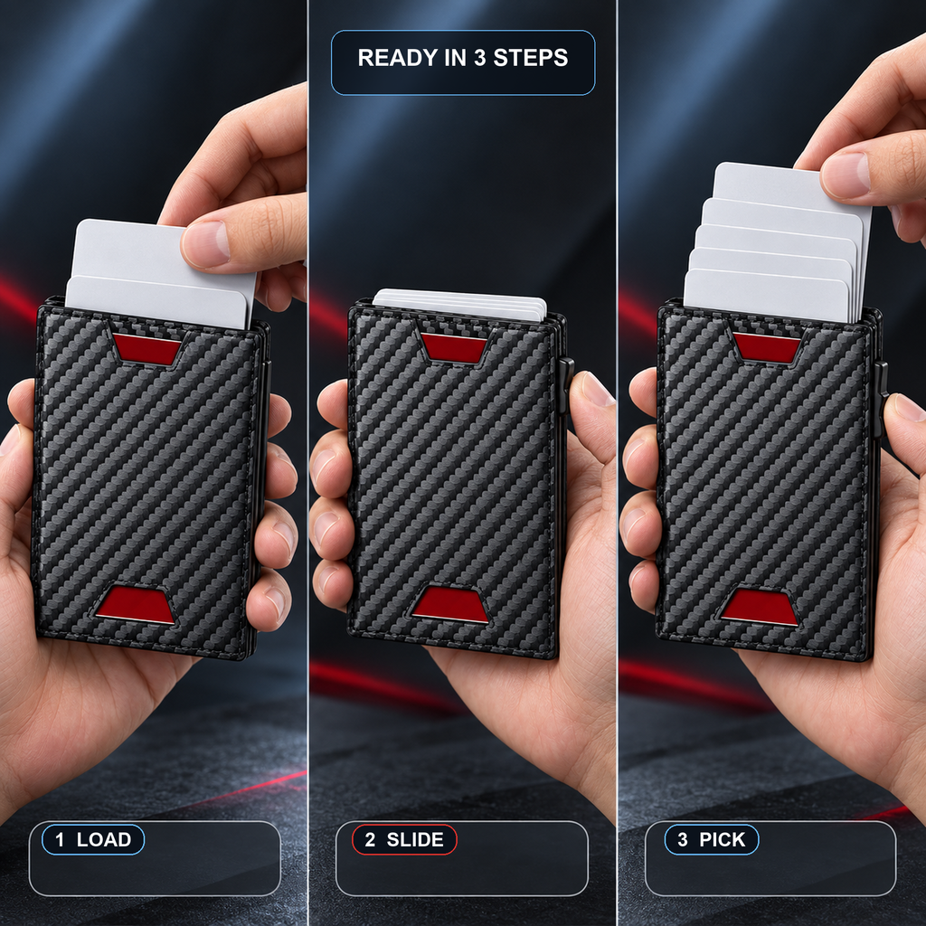 👔💳 Men's RFID Minimalist Bifold Wallet – Pop-Up Card Holder, Money Clip & Gift Box 🎁