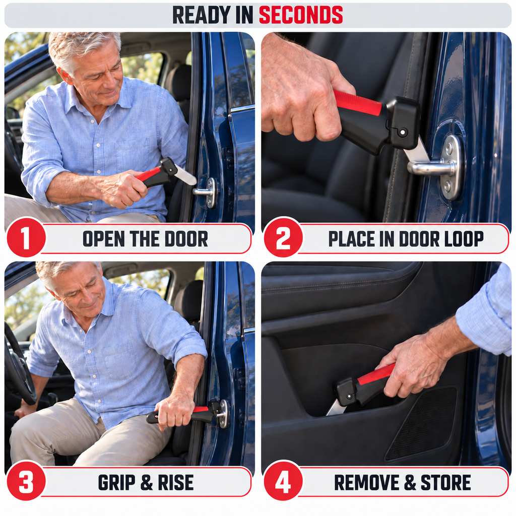 🚗🦯 All-in-One Car Cane Mobility Aid – Door Handle Assist with LED Light & Emergency Tool 🔦