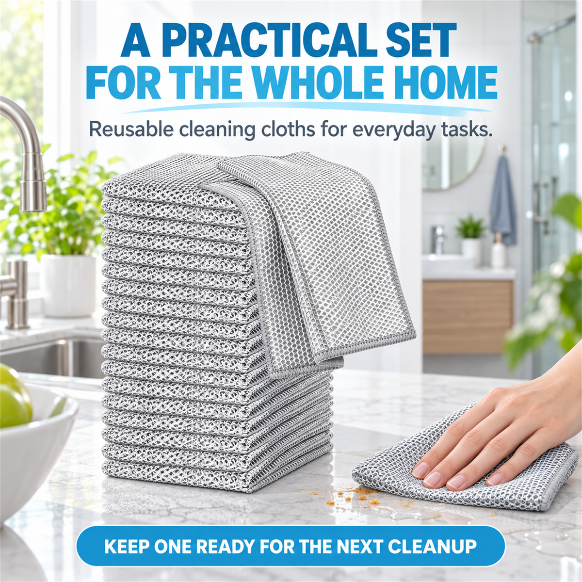 🧽✨20-Count Non-Scratch Wire Dishcloths – Reusable Kitchen Cleaning Towels for Wet & Dry Use 🍽️