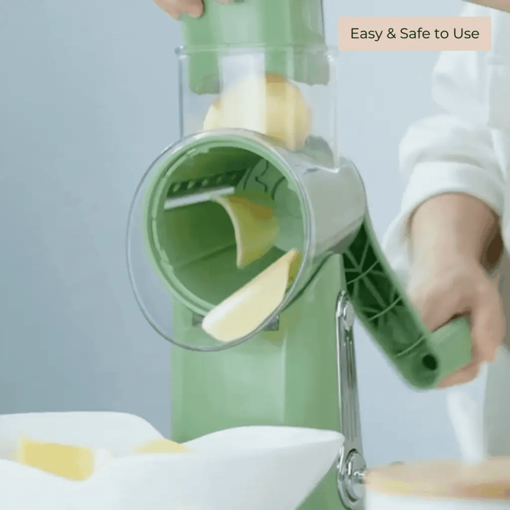 Rotary Cheese Grater with Handle, 5 Well-Designed Blades, Strong Suction Cup Base, Kitchen Utensils Vegetable Slicer Dicer Fruit Vegetable Slicer Gadgets Kitchen