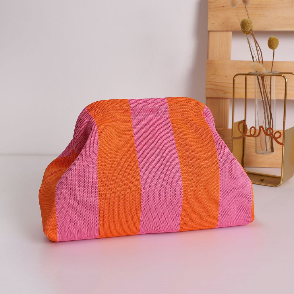 Women's Striped  Cloud Handbag, Clip-Top Crossbody Bag, Lightweight Foldable for Daily Use, Party, Travel, Gift Idea