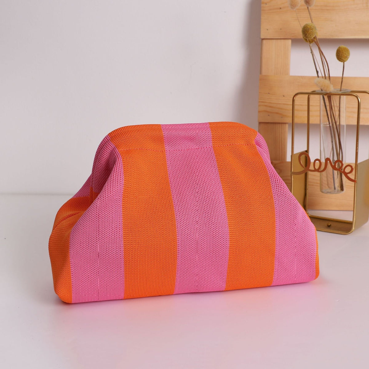 Women's Striped  Cloud Handbag, Clip-Top Crossbody Bag, Lightweight Foldable for Daily Use, Party, Travel, Gift Idea