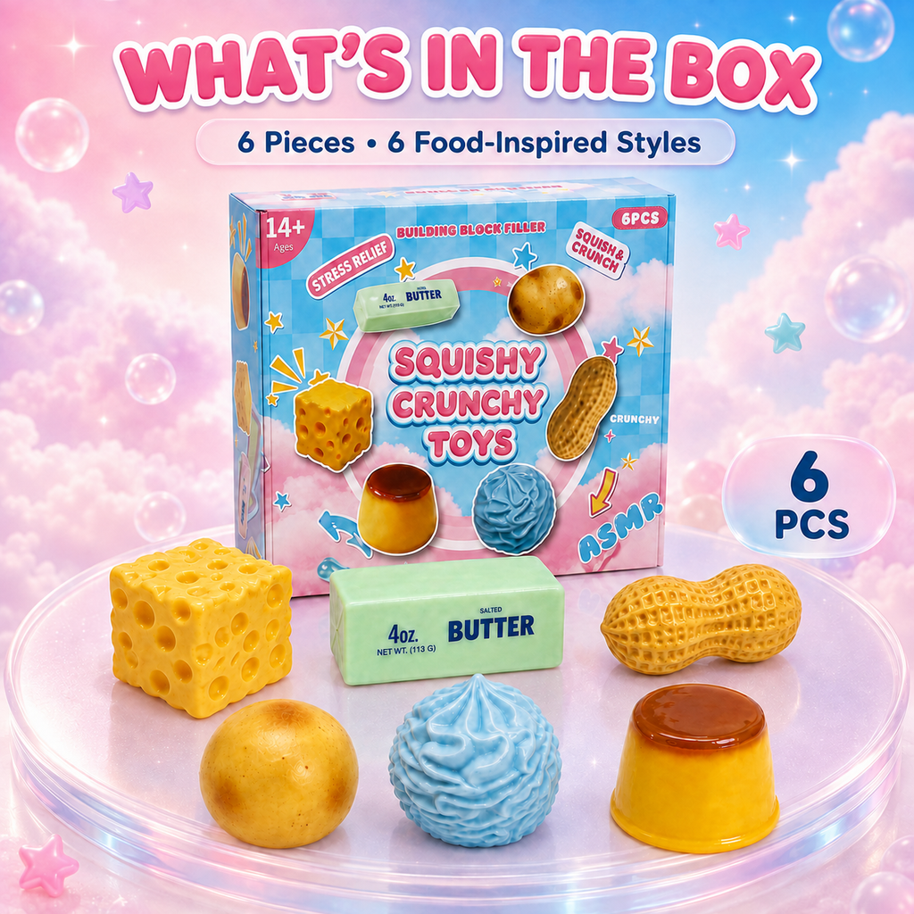 🌈 6-Piece Squishy Crunchy Fidget Toys 🤏✨