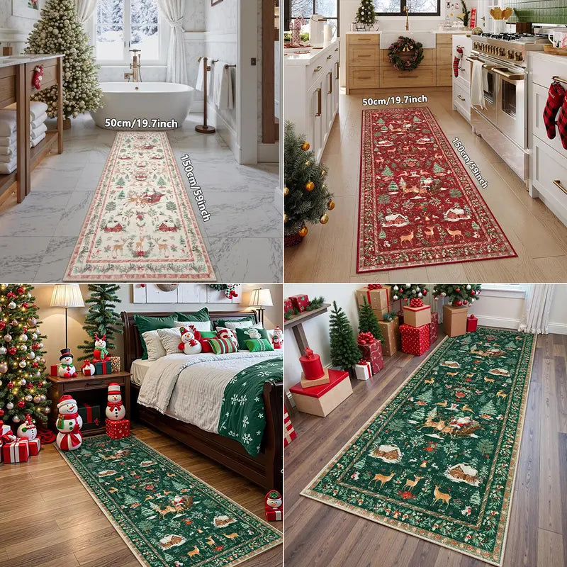 🎄✨ Christmas Runner Rug – Soft, Non-Slip & Washable Holiday Decor 🎁