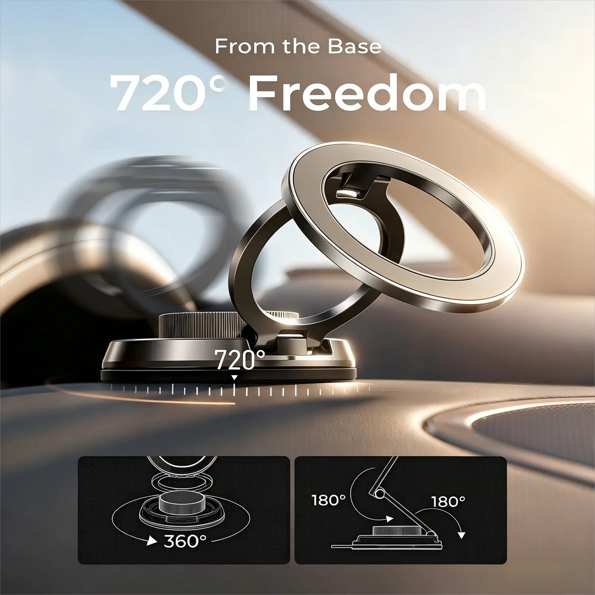 Car Phone Holder for Magsafe 360 Adjustable Vacuum Magnetic Phone Holder for Car
