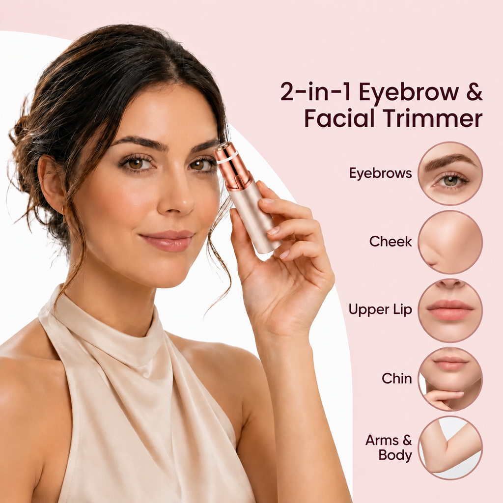 ✨ 2-in-1 Women's Facial & Eyebrow Hair Trimmer 🌸 | Rechargeable Painless Face Razor & Precision Eyebrow Shaper 🔋