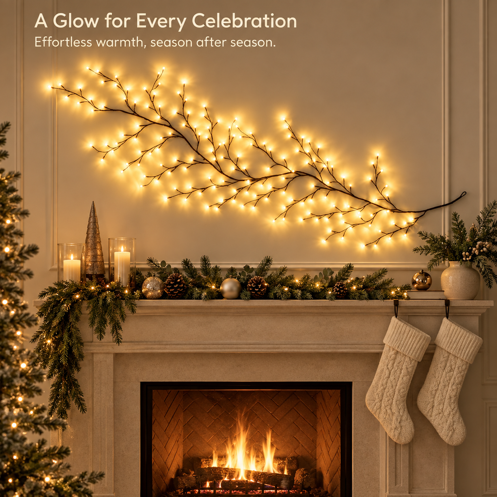 1.9m LED Vine Branch Light – Remote Controlled, 96 LEDs
