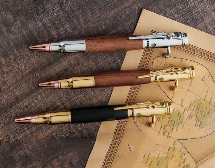 🔥🖊100% Handmade Bolt Action Wooden Bullet PenTM | Crafted From Real Wood & Bullet Casing