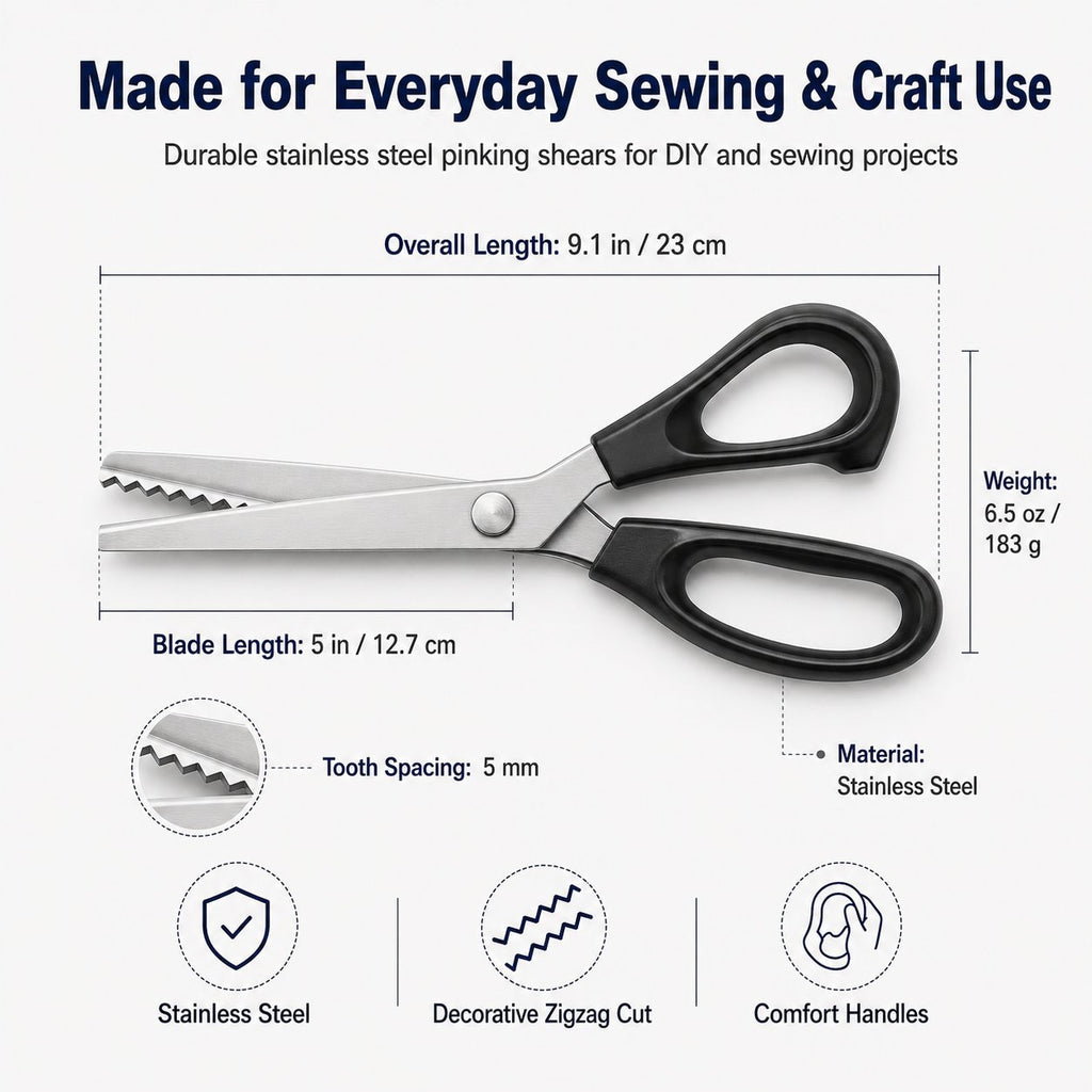 🔥LAST DAY 49% OFF✂️Pinking Shears Zig‑Zag Fabric Scissors 5mm Serrated Stainless Steel