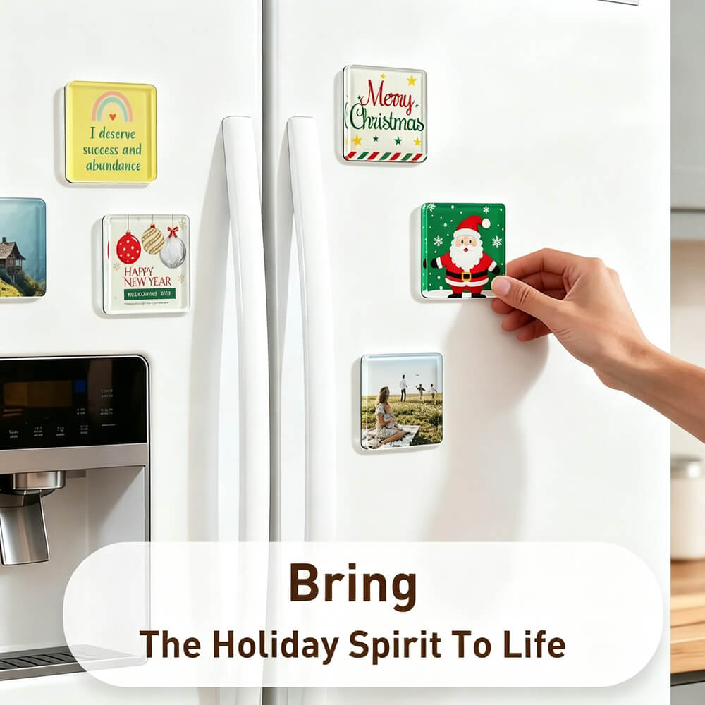 Acrylic DIY Square Fridge Magnets Set with Adhesive Backing - Photo Frames for Crafts, Kitchen, Home Decor Use