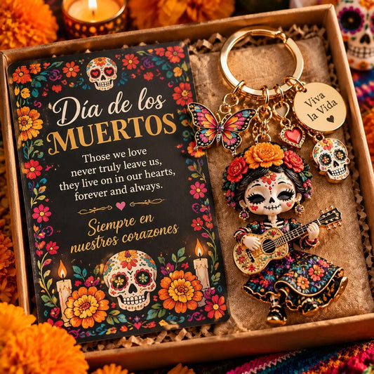 🌼💀 Día de Muertos Charm Keychain | 4 Colorful Floral & Skull-Inspired Styles 🔑✨