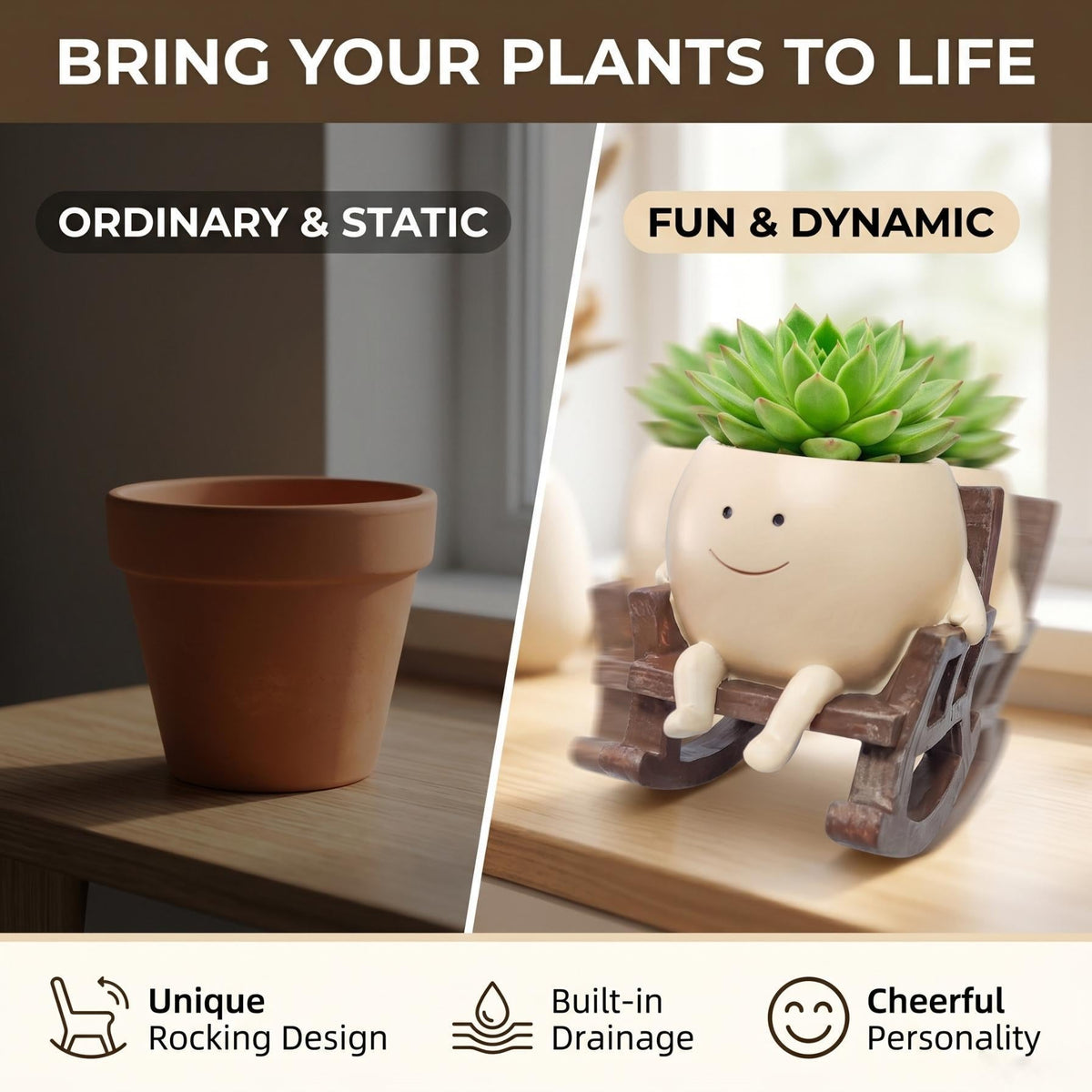 🌼 Cartoon Chair Resin Vase – Adorable Flower Pot & Home Decor