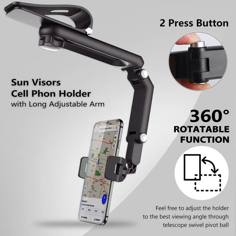 1080° Multi-function Sun Visor Universal 360 Degree Rotating Phone Holder exavon Suitable for Any Scene Car Holder - Rotatable and Retractable