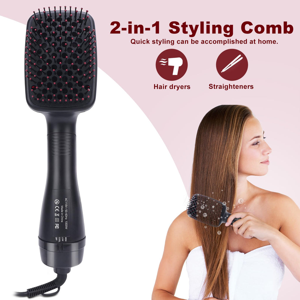 2-in-1 Comfort Comb Hair Dryer & Styler – Fast Drying Hot Air Brush for Straightening, Smoothing & Everyday Styling