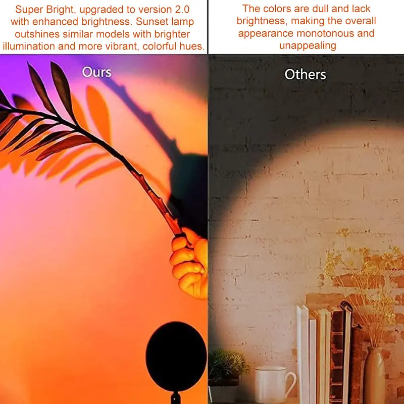 🌅✨ Sunset Projector Lamp – 16 RGB Colors, 180° Rotation & Starry Sky + Moon Effects 🌙
