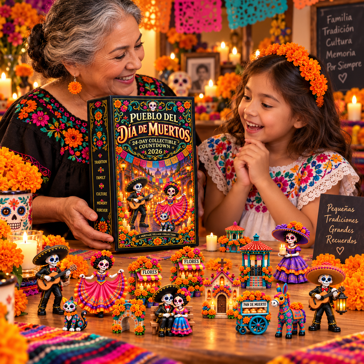 🎁🎁Pueblo del Día de Muertos 2026 – 24-Day Day of the Dead Collectible Countdown Calendar with 24 Unique Miniatures