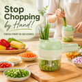 🧄 4-in-1 Handheld Electric Chopper: Slice, Mince, Peel & Auto-Clean!