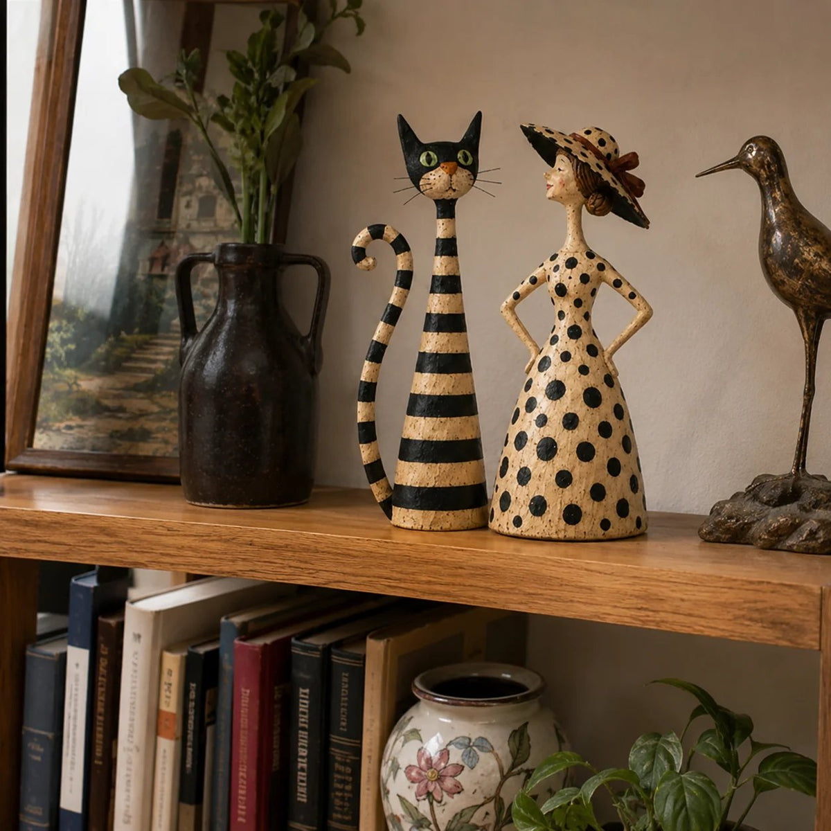🐱✨ Vintage Cat & Lady Sculptures 🎨
