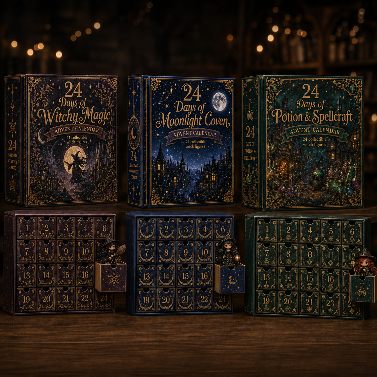 ⏰Limited Stock 49% OFF🔥 2026 The Five Covens Witch Advent Calendar – 24 Collectible Witches, 4 Magical Coven Styles