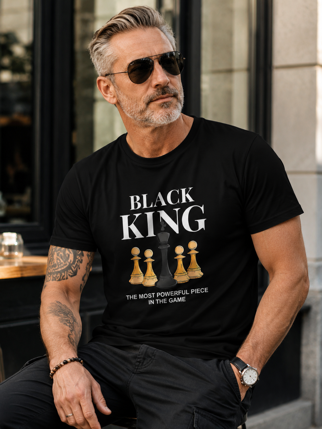 👑 Black King "The Most Powerful Piece In The Game" Chess T-Shirt