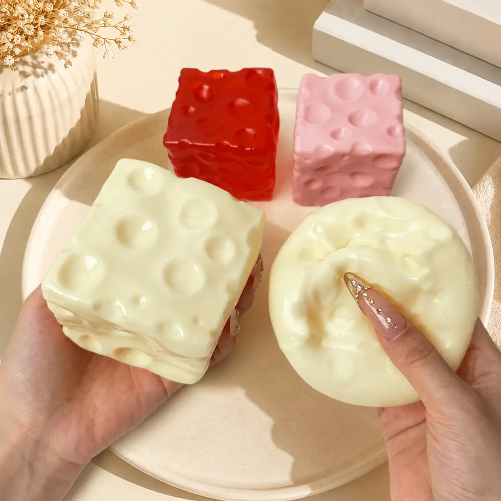 🧀🤏 Squeeze the Stress Away – The Adorably Squishy Cheese Cube Fidget Toy 😌✨