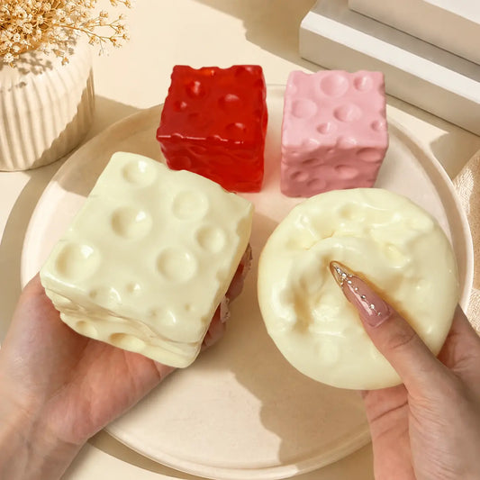🧀🤏 Squeeze the Stress Away – The Adorably Squishy Cheese Cube Fidget Toy 😌✨