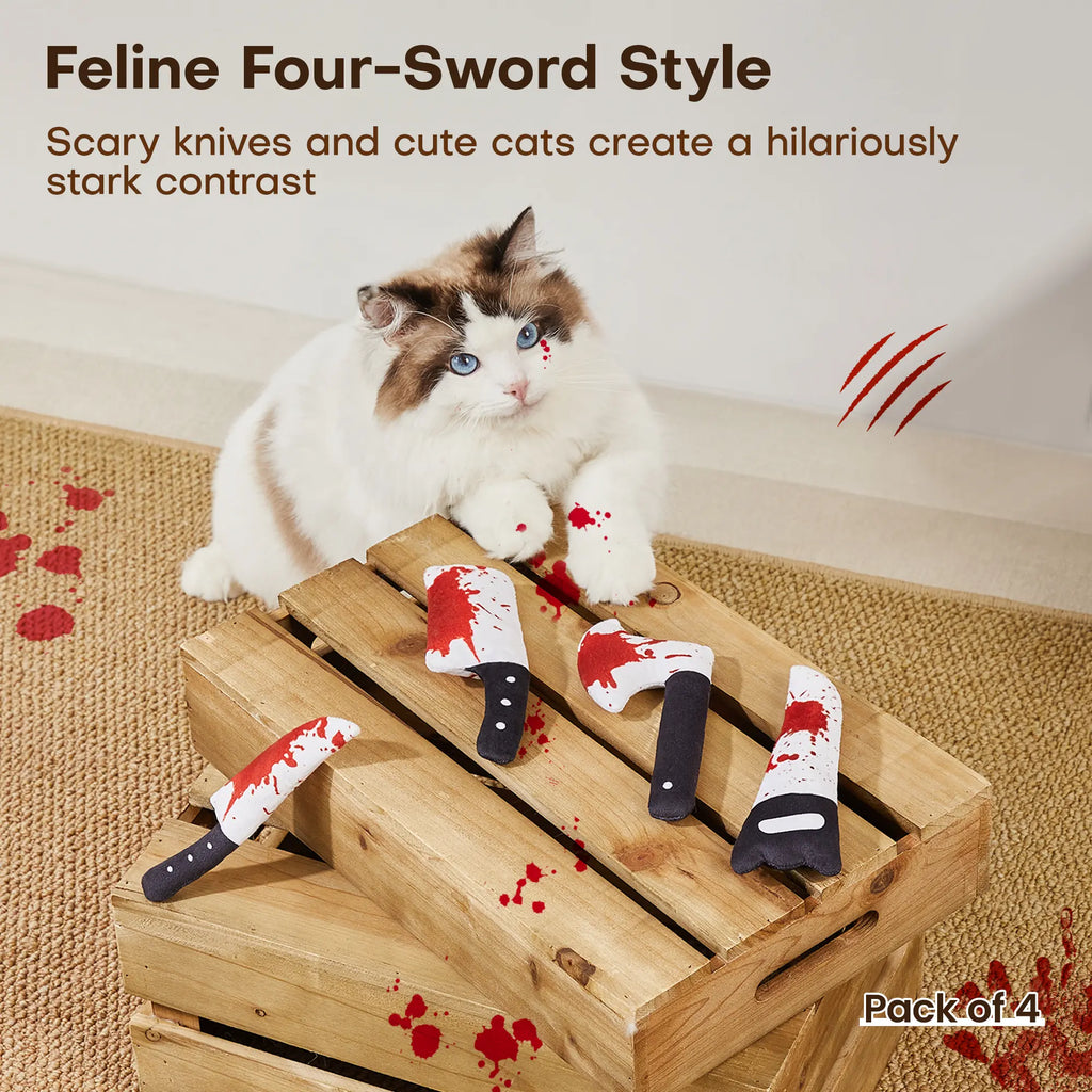 🎃🐱Spook Up Playtime – 4PCS Crinkly Halloween Cat Toys for Interactive Indoor Fun