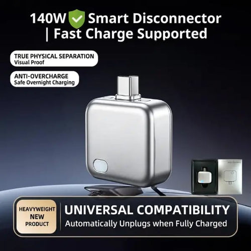 140W Physical-Disconnect Battery Guard, auto&self eject charger,Smart Auto-Stop Charging Accessory for Mobile Smartphones & Handheld Devices