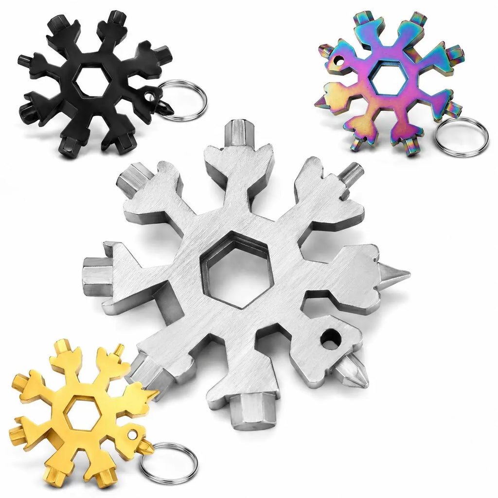 ❄️🛠️ 2-Pack Viral 18-in-1 Snowflake Multi-Tool Stainless Steel Portable Wrench 🔧✨