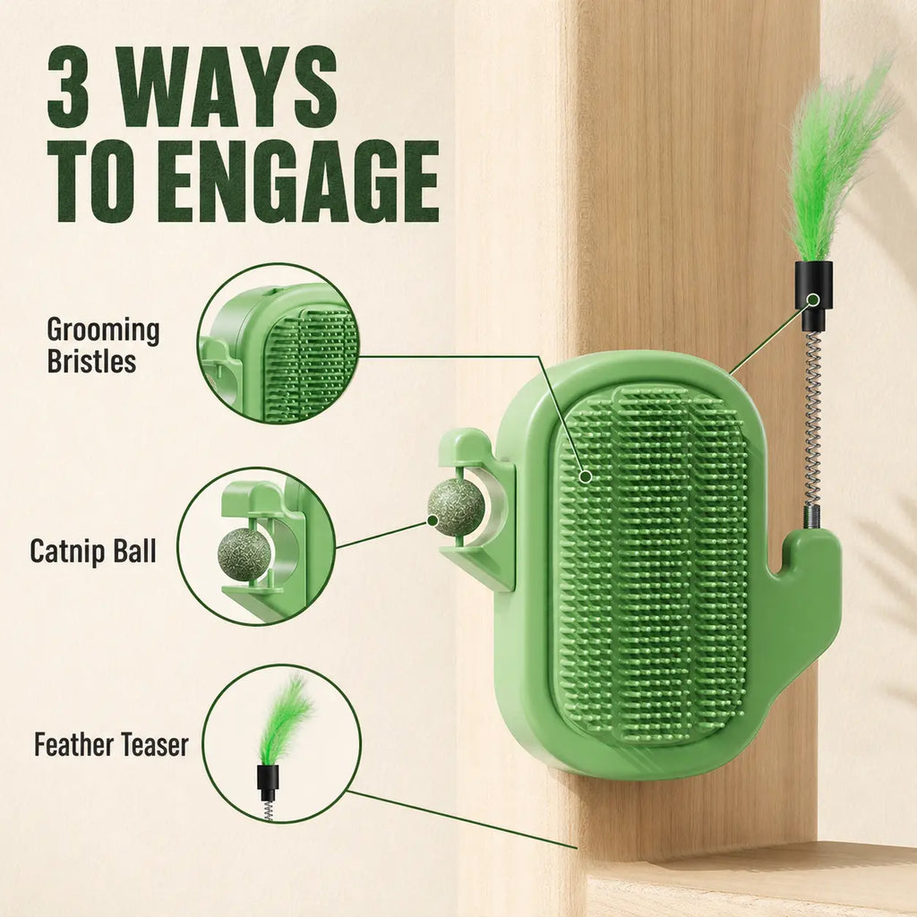 🐱🐱3-in-1 Soft Plastic Cat Corner Groomer with Catnip - Grooming Supplies