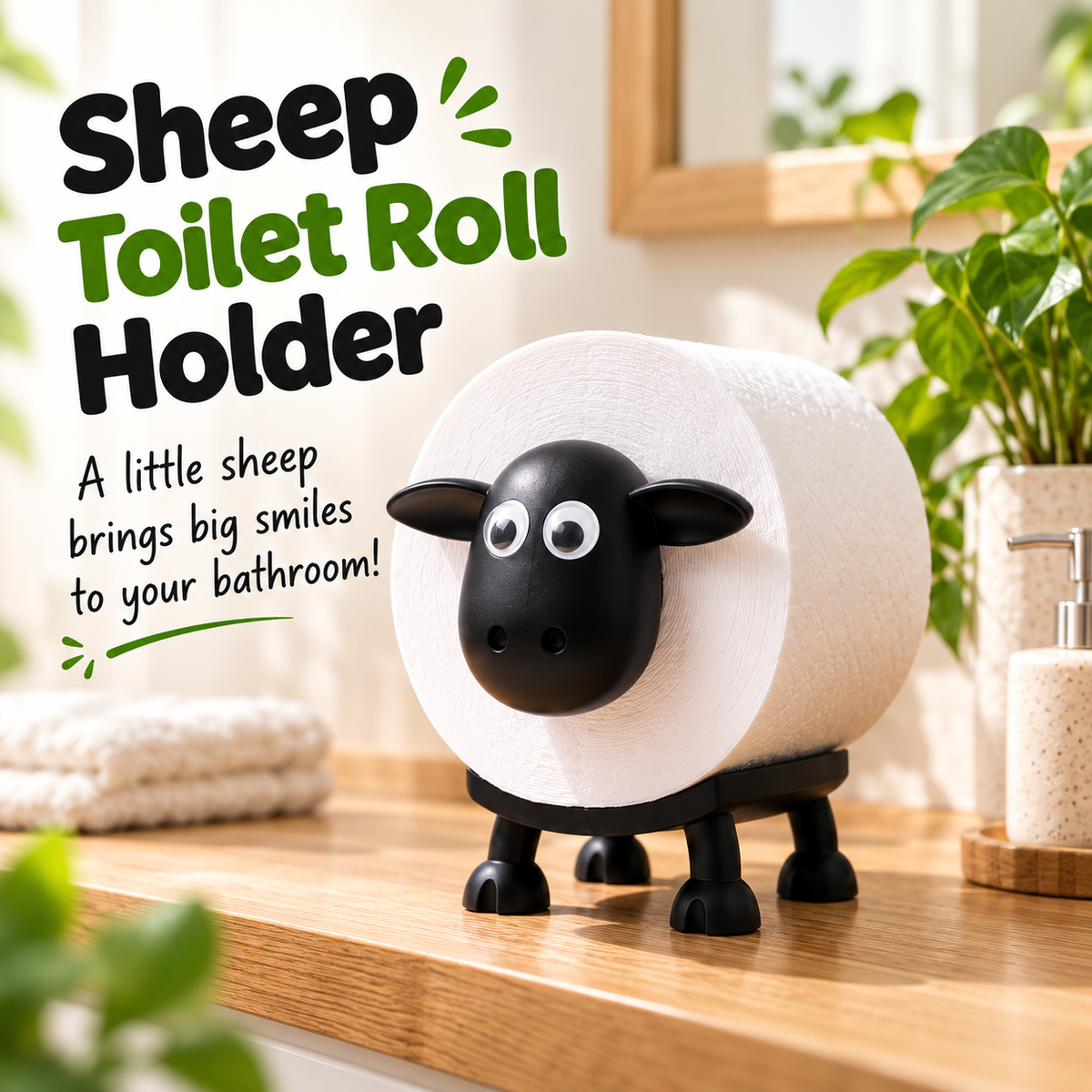 🐑 2 Pcs Sheep Toilet Roll Holder – Cute Farmhouse Bathroom Tissue Dispenser