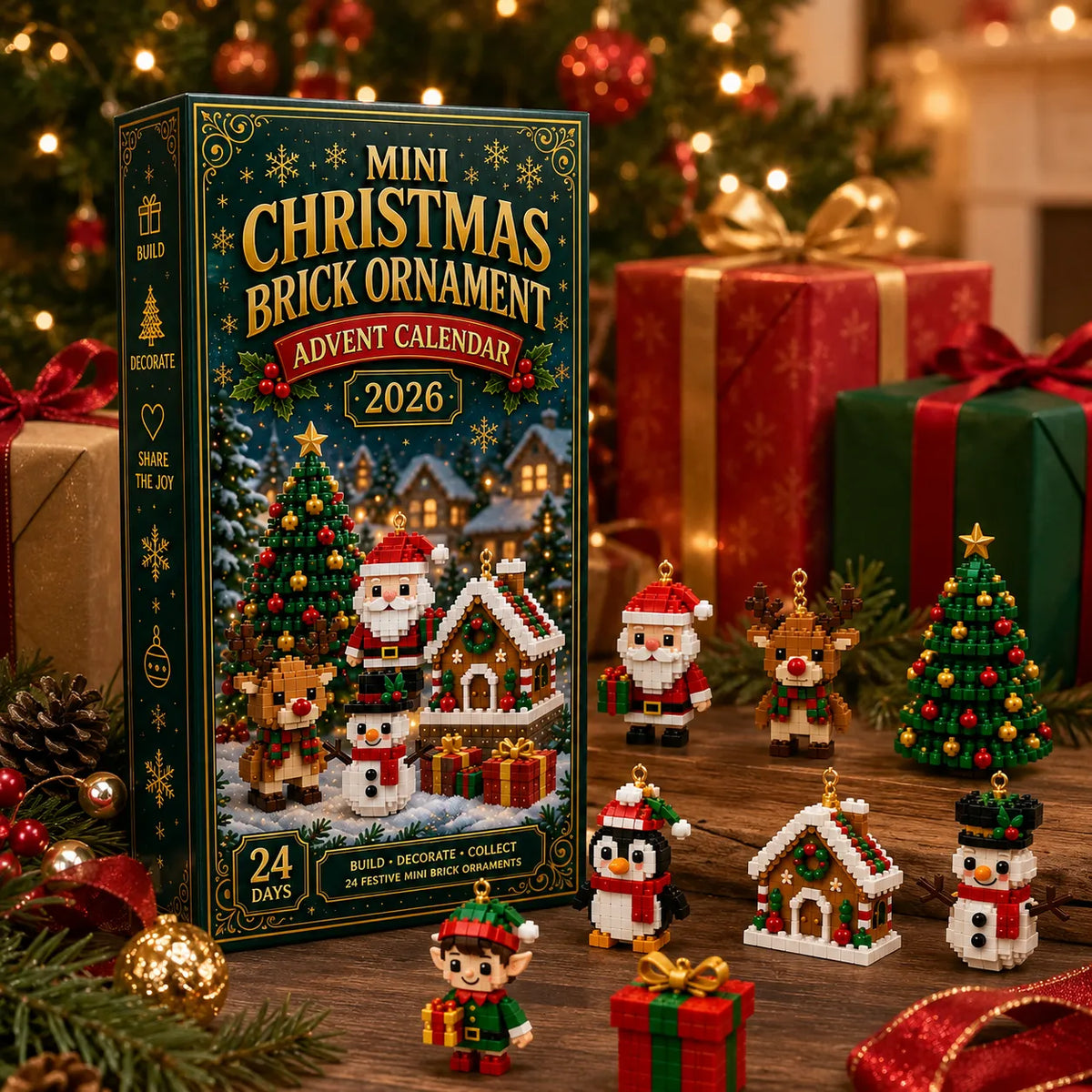 🎄24-Day Mini Christmas Brick Ornament Advent Calendar – Build, Hang & Keep 24 Holiday Ornaments 🎁✨