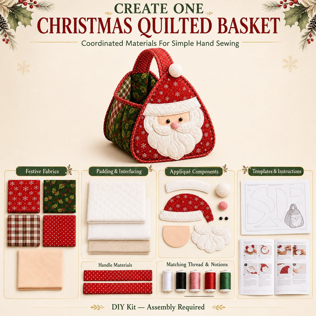 🎄 🎄 Christmas Quilted Carry Basket – DIY Sewing Kit & Finished Basket 🎁
