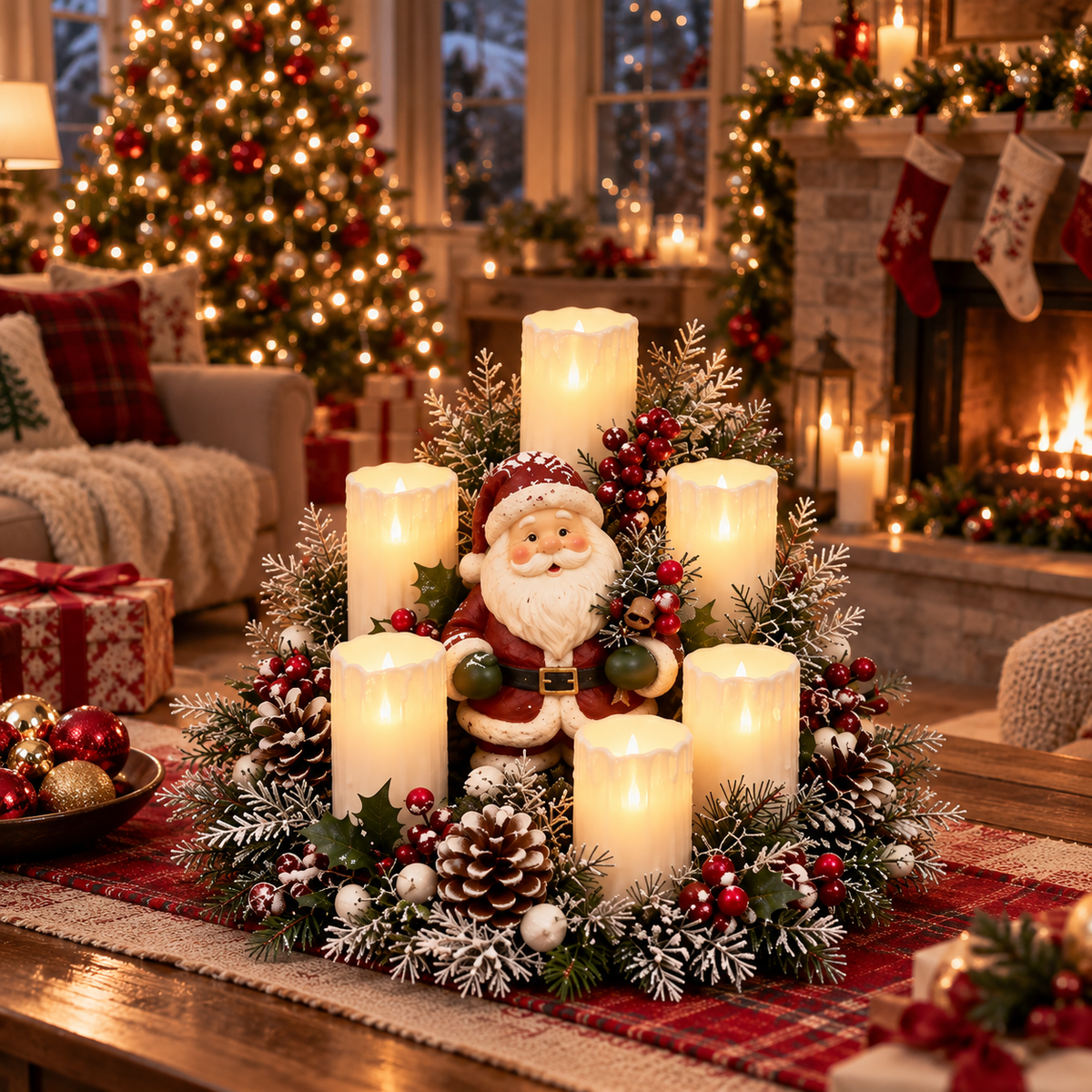 🎅🎄 Christmas Santa Table Centerpiece – Festive Winter Holiday Decor！！！✨