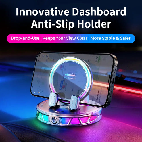 360° Rotating Wireless Charging Car Phone Mount with RGB Ambient Light